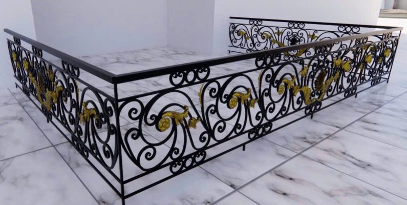 Lan can sắt mỹ thuật hình U đẹp 