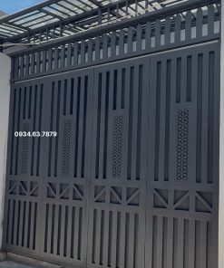 Cổng sắt 4 cánh sắt hộp mạ kẽm