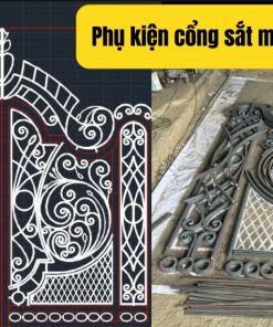Phụ kiện cổng sắt mỹ thuật 2 cánh và lan can sắt cơ khí Tâm Đức